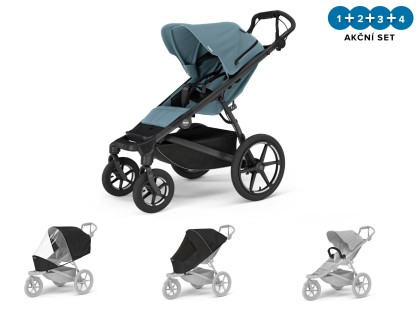 Náhled produktu - Thule Urban Glide 4-wheel Mid Blue + madlo + pláštěnka + moskytiéra