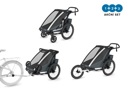 Thule Chariot Cross 2 G3 SINGLE Dark Slate + bike set + kočárkový set + běžecký set + DOPRAVA ZDARMA