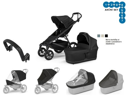 Náhled produktu - Thule Urban Glide 4 Black + korba + pláštěnka + moskytiéra + madlo + pláštěnka korba + moskyt. korba